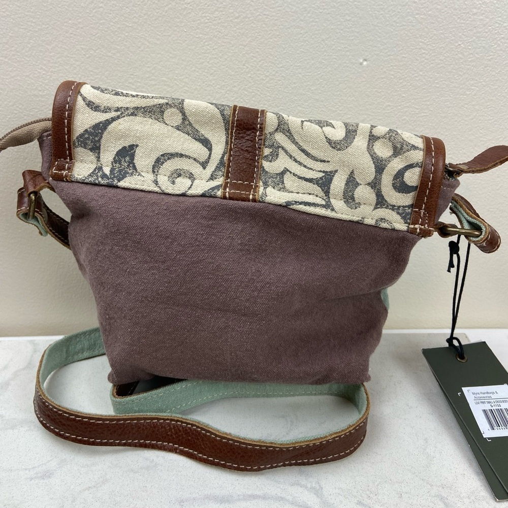 Myra Bag Brown, Cream & Mint Green Patterned Crossbody Bag - Picture 6 of 9